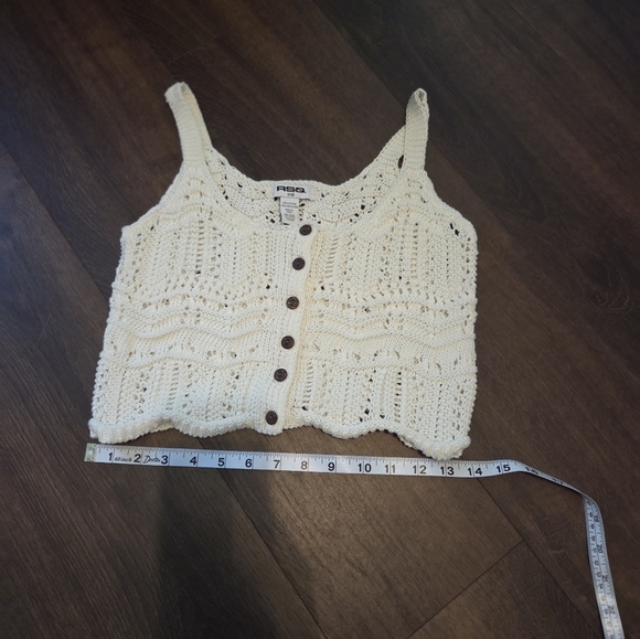 RSQ Cream Crochet Knit Tank Top - Picture 2 of 4